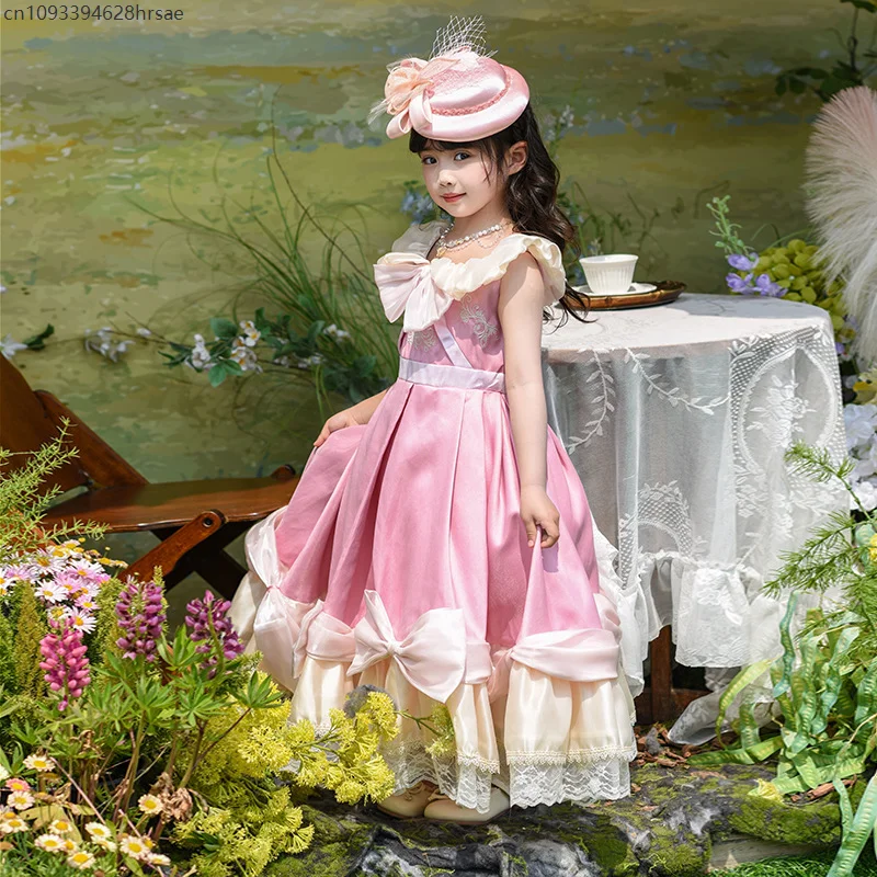 

Girls Lolita Party Dresses Elegant Victorian Retro Lolita Dress Luxury Evening Girl Princess Dress Children Pink Ball Gown