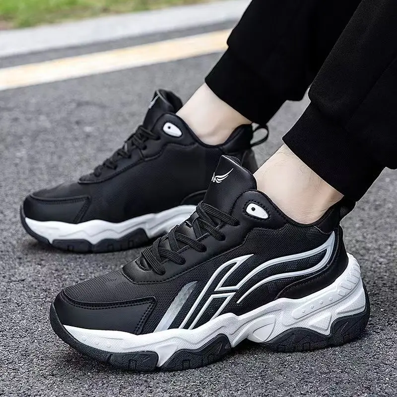 Men Big Size Waterproof Lace Up Casual Sneakers Spring Autumn New Thick Sole Non Slip Fashionable Lightweight Running Shoes