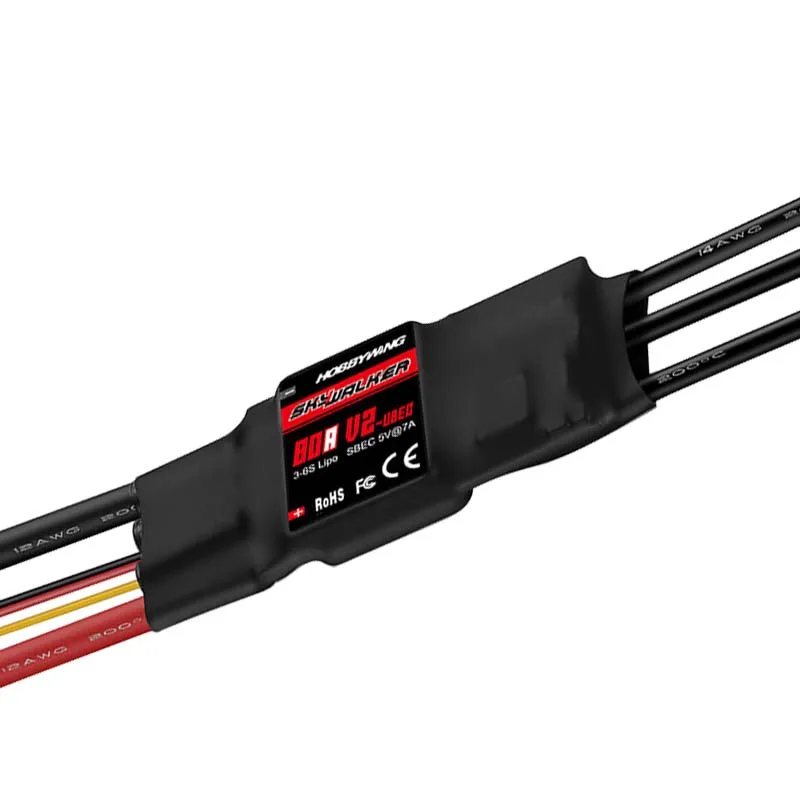 

Бесколлекторный регулятор скорости Hobbywing Skywalker ESC 20A-80A с UBEC для радиоуправляемых самолетов и вертолетов