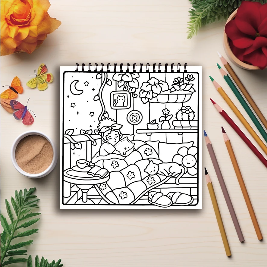 Livro para colorir Old Time - 8,27 x 8,27 polegadas Livro para colorir de 32 páginas - presente ideal para família ou amigos