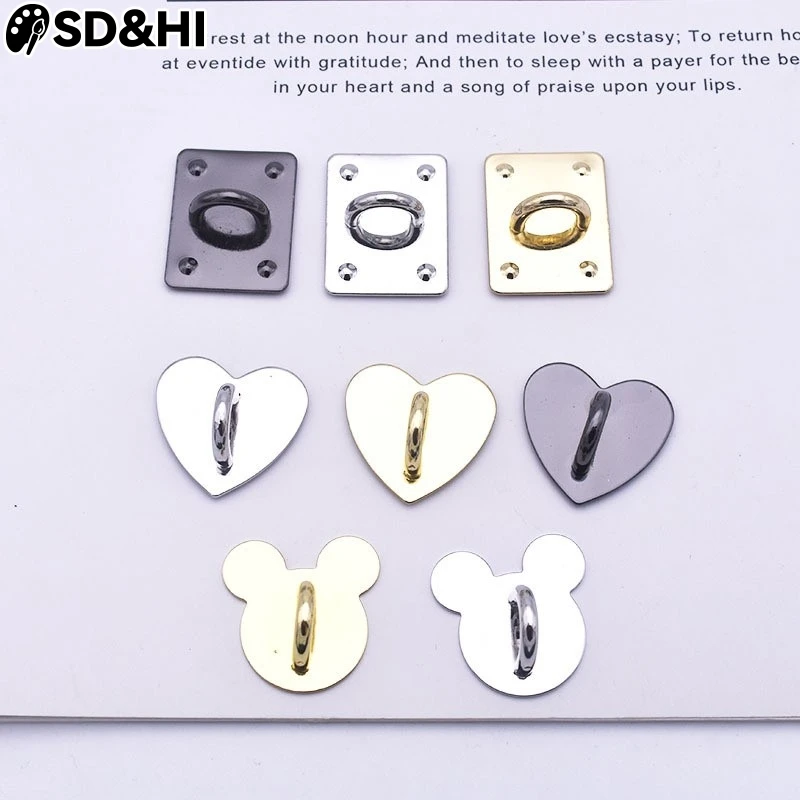 1pc Kawaii Adhesive Metal Heart Phone Charm Holder Mobile Phone Case Finger Ring Stand Hook Buckle Charm Clasp Accessory String