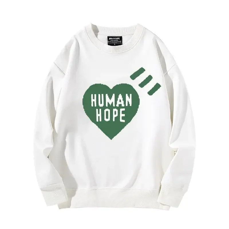 Human Made Style Crewneck Sweatshirt Unisex Fall Winter Ins Long Sleeve Celebrity Inspired Loose Versatile Commuter Top