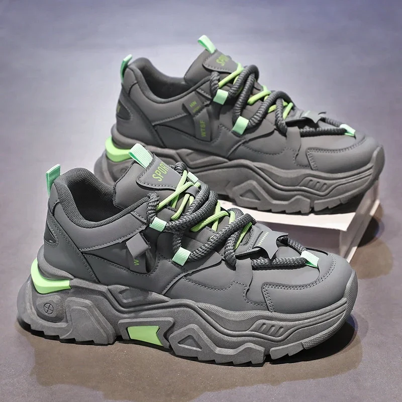 Men's Sneakers Thick Sole Height Increasing Breathable Casual Shoe for Men Trendy Thick Vulcanized Shoes Male Hiking Shoes image 5