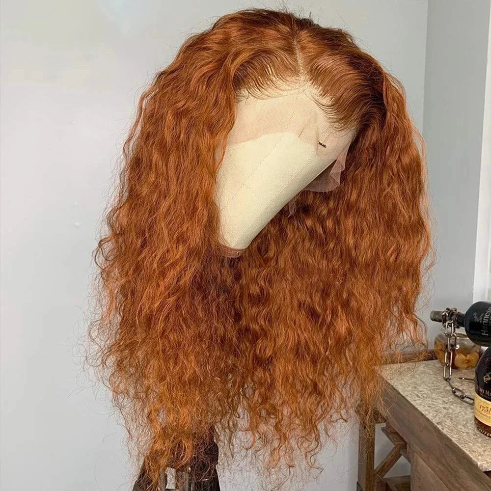 Macio laranja sem cola 180 densidade 26 polegada longo kinky encaracolado peruca dianteira do laço profundo para mulheres com cabelo do bebê pré-arrancado diariamente