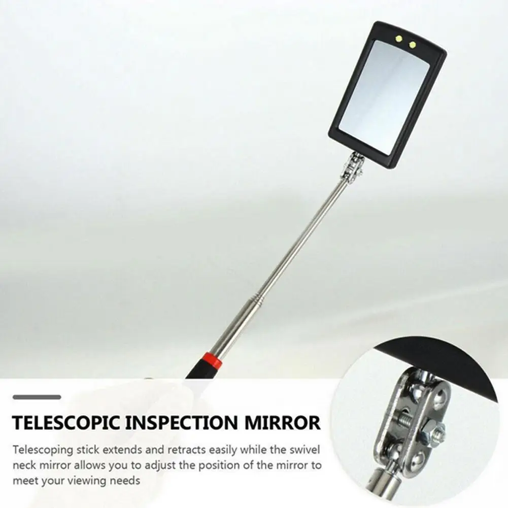 LED Telescopic Car Inspection Mirror 28-87cm Telescoping Inspection Bottom Mirror Head Car Flexible Adjustable 360° Rotatio U8M6