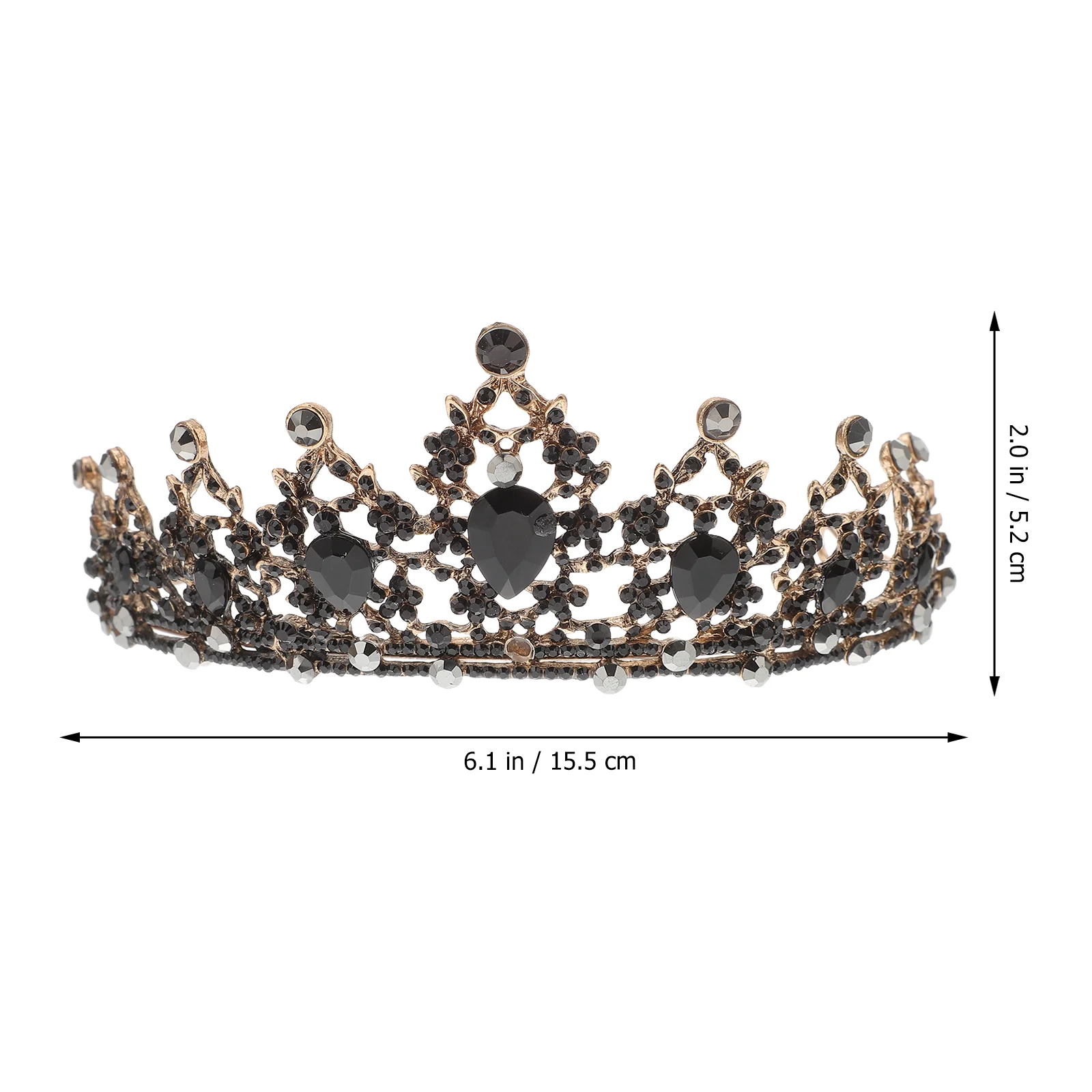 Baroque Retro Black Crown Artificial Crystal Wedding Headdress Accessories Alloy Birthday Bridal Headband Stylish Tiara