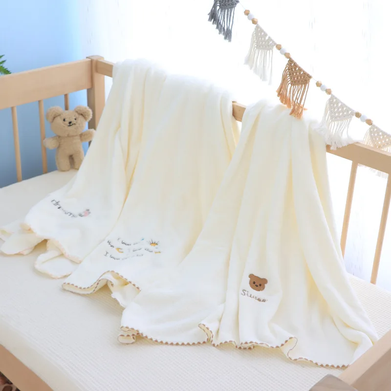 Plushed Newborn Blanket Newborn Fluffy Thermal Baby Receiving Blanket Baby Stroller Blanket Baby Bath Towel 100*100cm