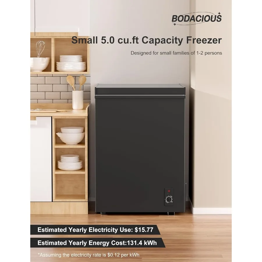 Bodacious Ultra Quiet Deep Freezer 5.0 Cu Ft Compact Design with Fast Freeze Technology and Low Power Consumption Perfectly Sui