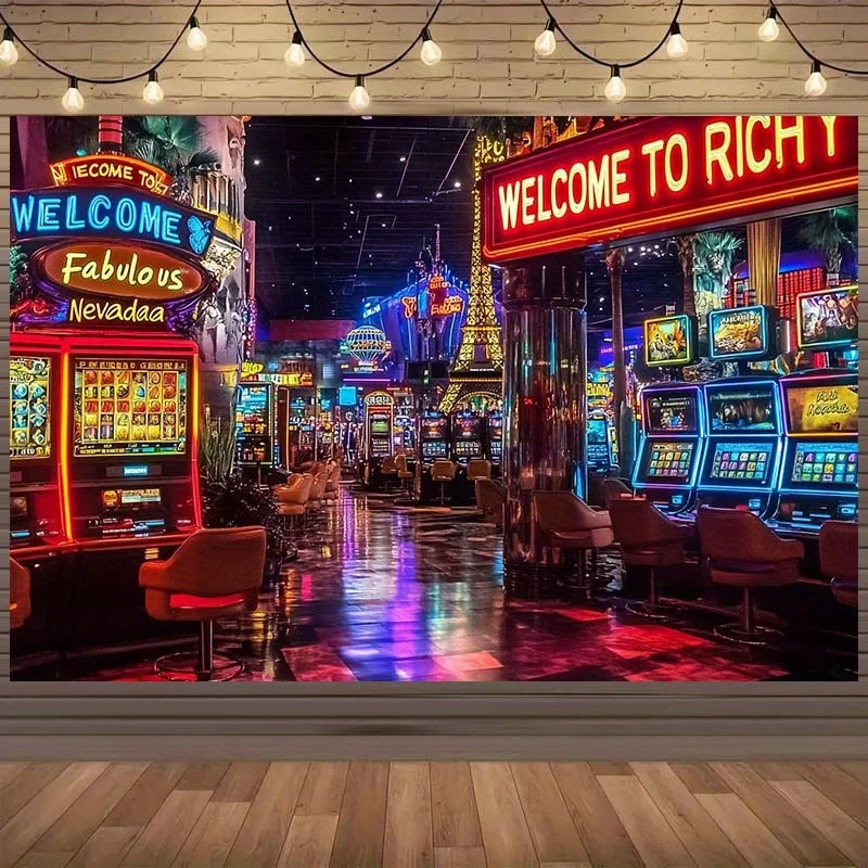 1 morceau de tissu de fond photo. Ce tissu de fond vitrine la vitalité et le luxe du casino Las Vegas