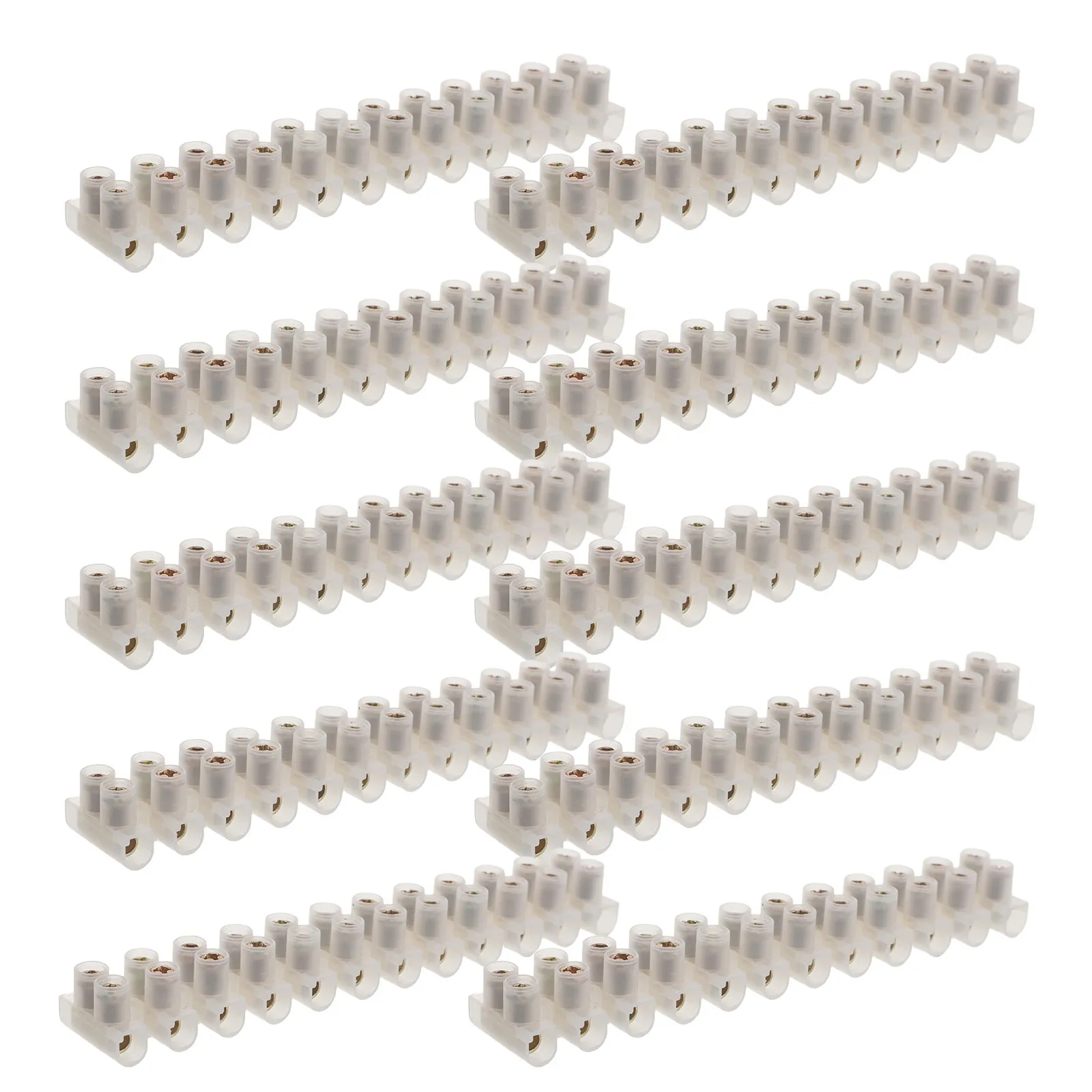 20pcs 12-Position Dual Row Terminal Block Set White Screw Terminal Strip Barrier Block Connector for Small Home Projects 20A