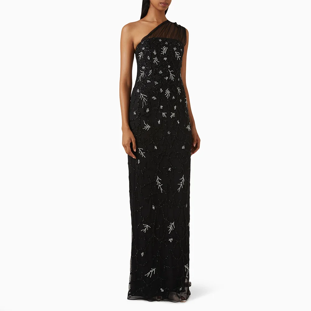 

Длинные вечерние платья на одно плечо по индивидуальному заказу. Элегантные платья для выпускного вечера для торжественных случаев. Кристаллы из бисера. 2025. Платья для выпускного вечера длиной до пола.