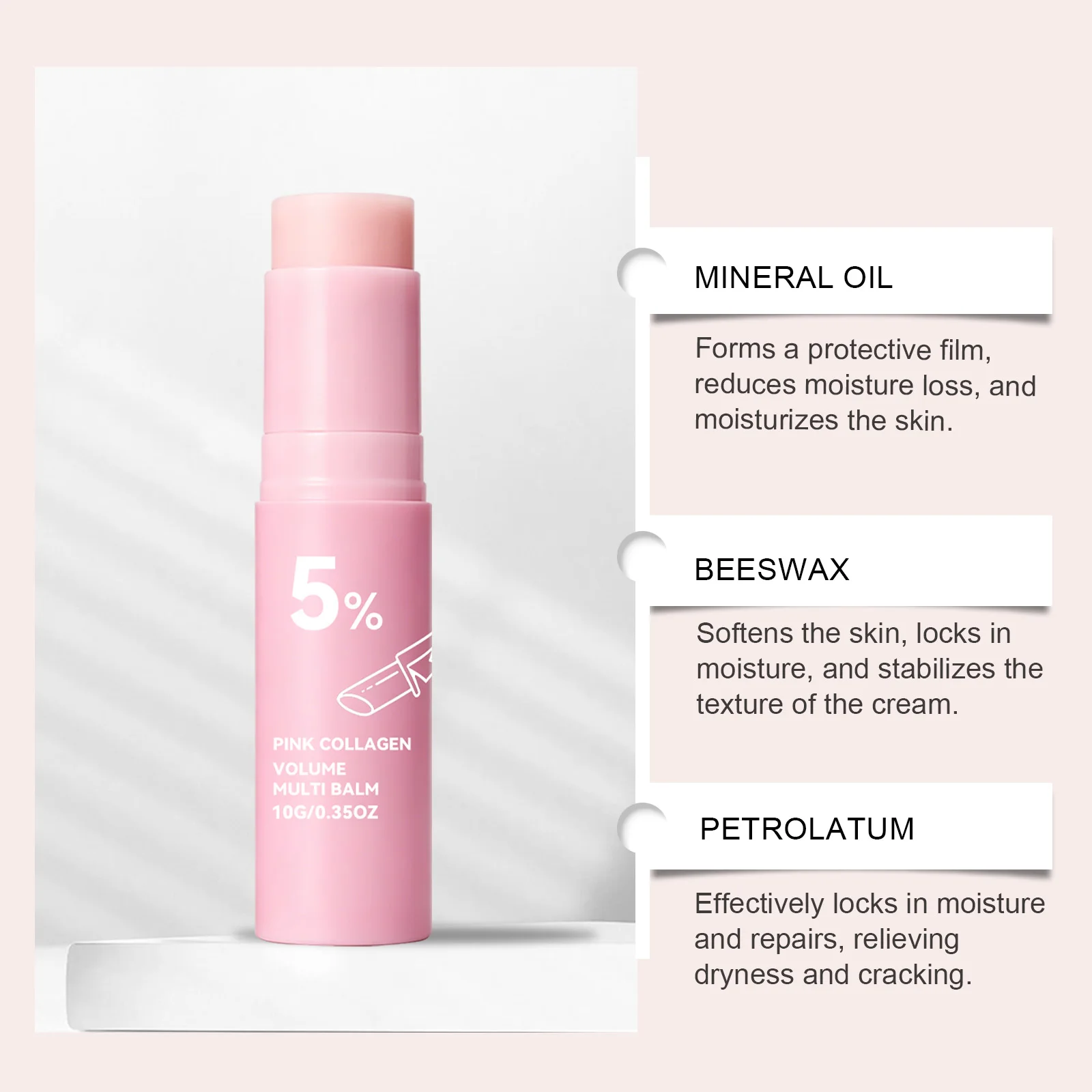 Collagen Moisturizing Stick Face Volume Multi Balm Vitamin E Hydrating Eye Lip Neck Dry Skin Care Nourishing Firming Smoothing