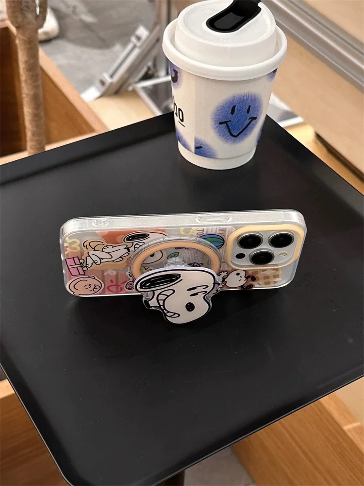 Engraçado 3D Snoopy Phone Case, Magsafe Case, carga sem fio, amendoim, bonito, adorável suporte magnético, iPhone 13, iPhone 12, iPhone 14, iPhone