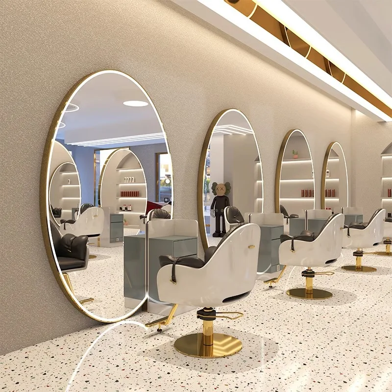 

Modern Fashionable Intelligent LED Luminous Mirror Round Wall-Mounted Hairdresser Salon Mirror for Barbershop