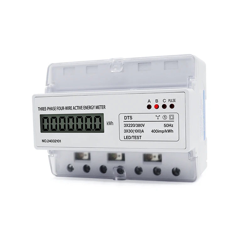 100A 50Hz DIN Rail 1PC Three Phase 4 Wires Digital Electricity Meter Energy Consumption Meter RS485 V A HZ