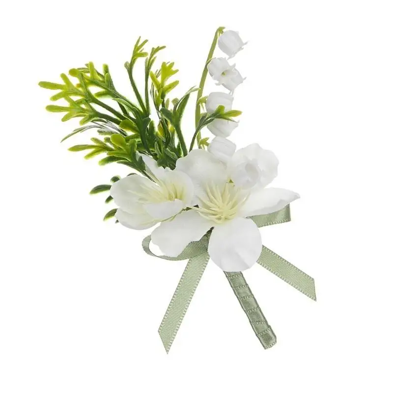 

A52E White Flower Pin Boutonniere Corsage Pin for Wedding Ceremonies and Prom Event