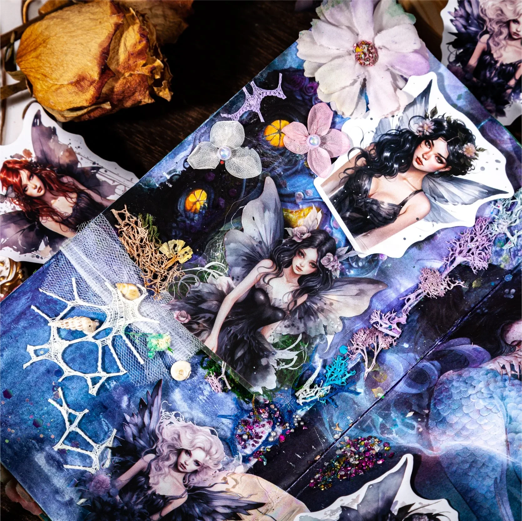 10pcs Magic fairy series Background Sticker Pack for Handbook Collage Backing Decoration Label Stickers Album DIY Scrapbooking