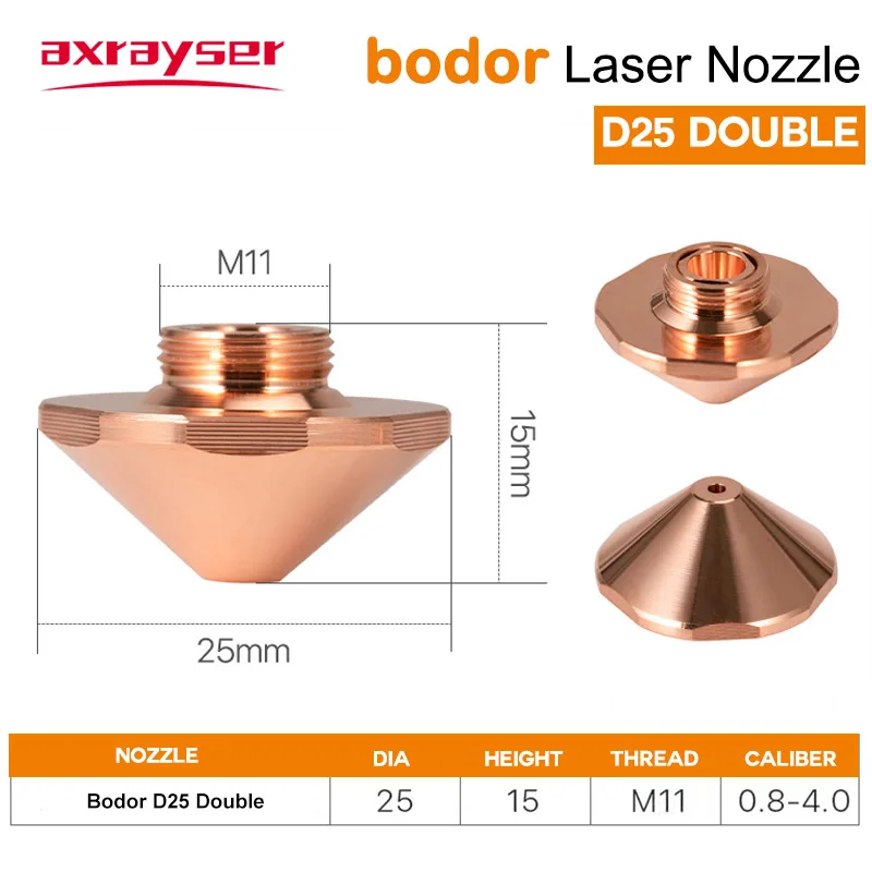 Dysze Bodor do cięcia laserowego Wszystkie typy D25 D32 D28 H15 do maszyny światłowodowej CNC Precitec Bodor Podwójny/pojedynczy kaliber 1,0-5,0