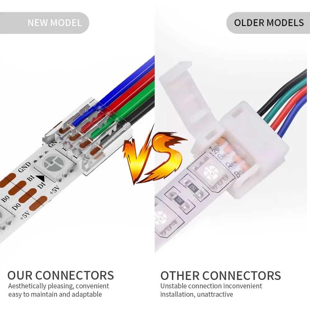 12PCS LED strip Connector Transparent Solderless Cover 15cm Wire for COB DIM CCT RGB WS2811 WS2812B 5050 SMD LED strip Light