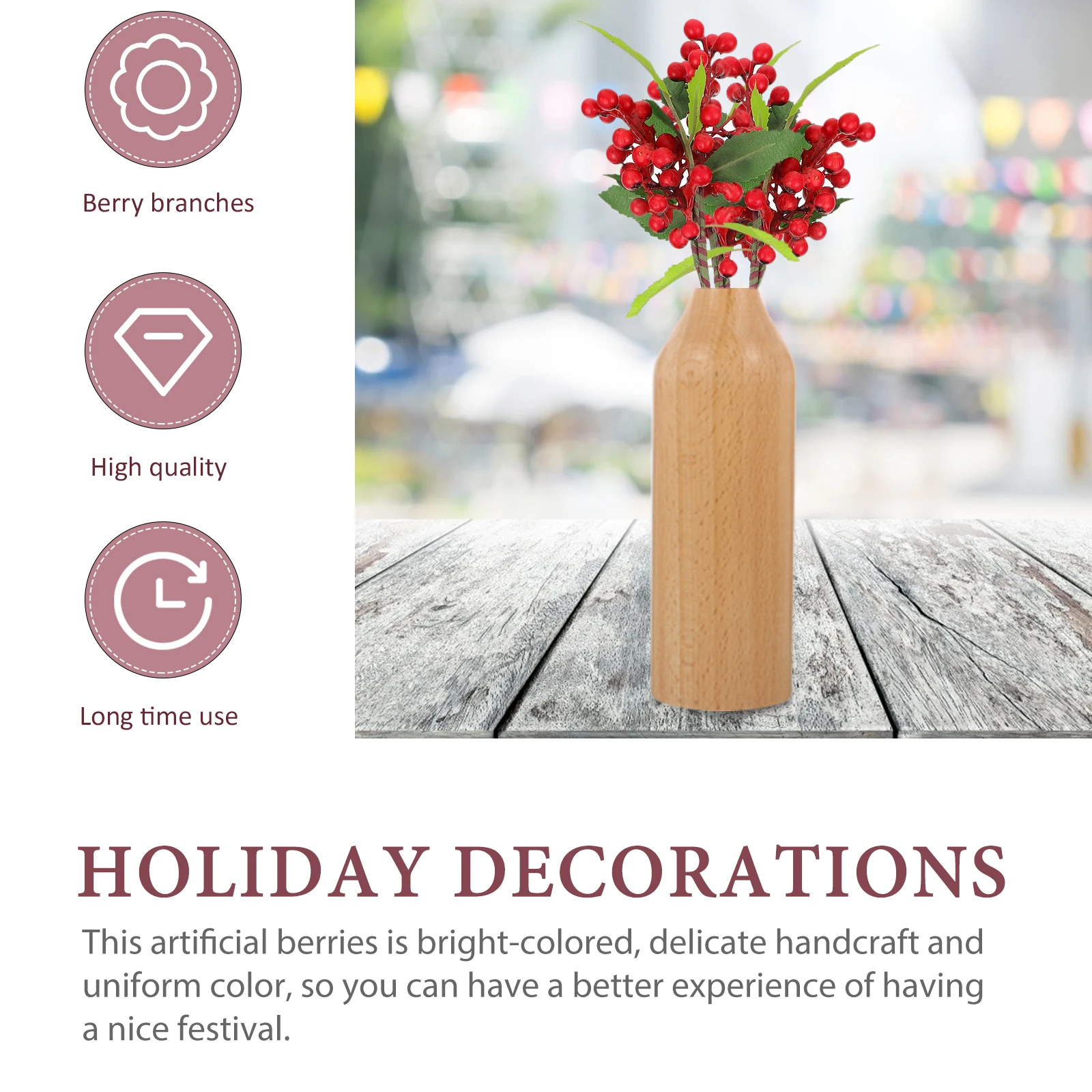 

Artificial Berries Decorative Branches for Christmas Tree Holiday Home PartiesFlower RedDecorations Mini Berry nament