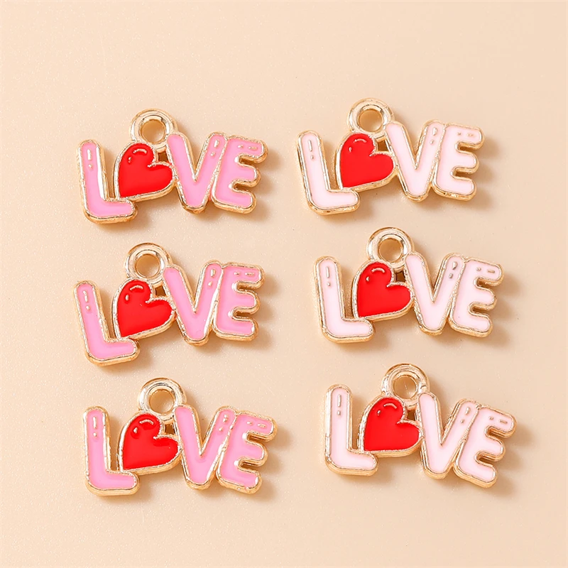 20 قطعة 16x10 مللي متر لطيف المينا رسالة حب Charms المعلقات لصنع انخفاض الأقراط القلائد أساور Craft بها بنفسك الحرفية مجوهرات اكسسوارات