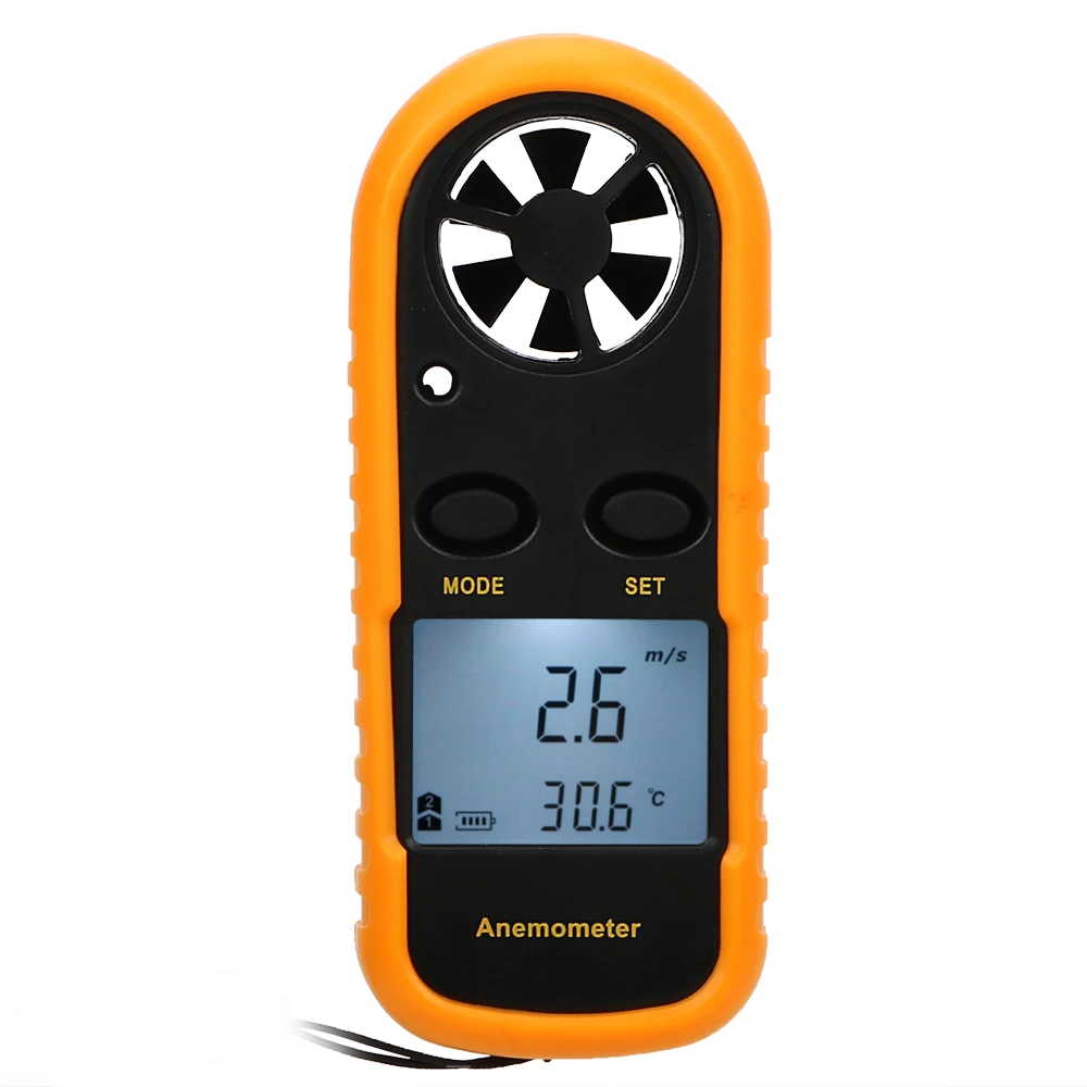 

Digital Display Anti-wrestling Measure Wind Thermometer Anemometer Hand-held Pocket Smart Wind Speed Gauge Meter 0-30m/s