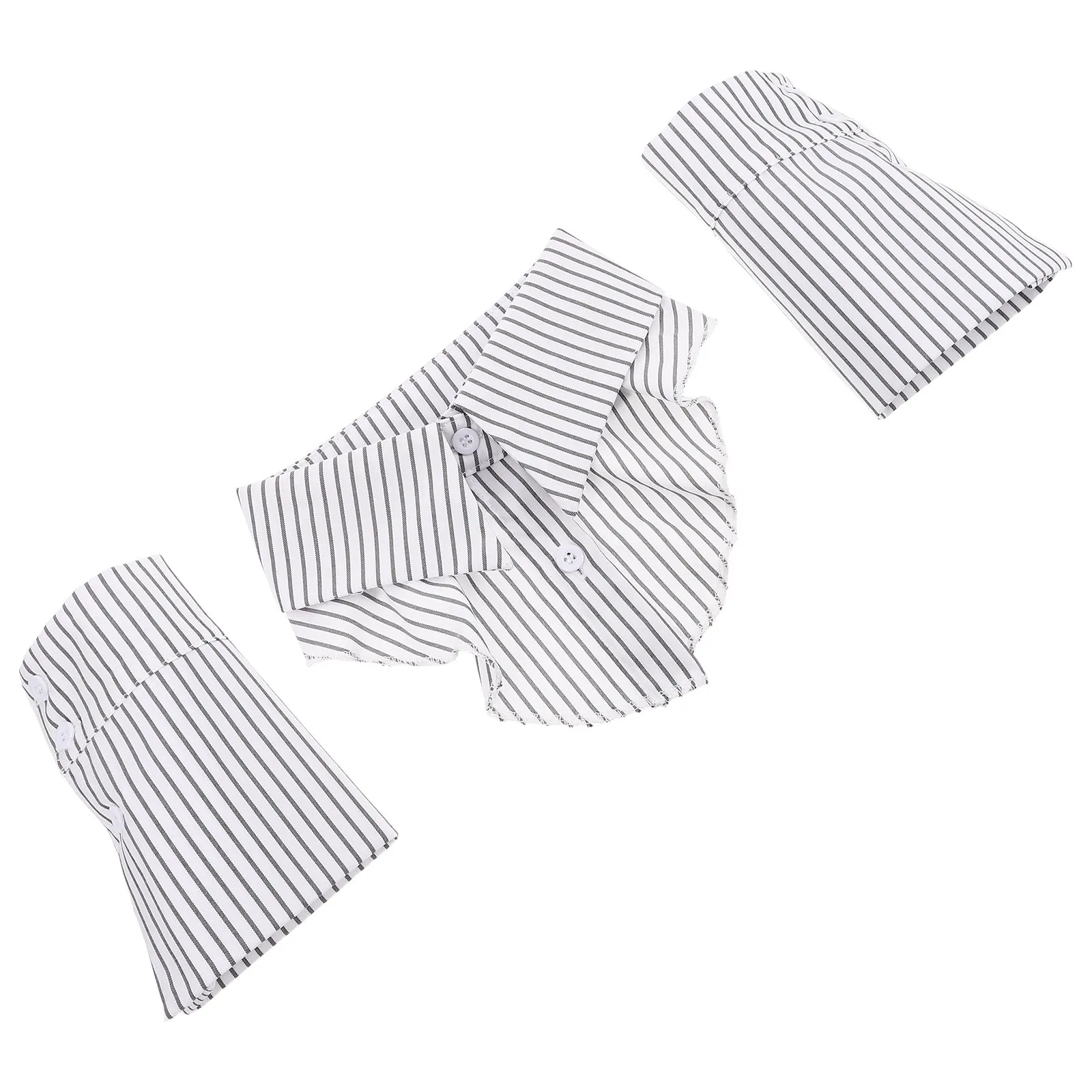 1Set Professional Fake Collar and Cuff Set Detachable Polyester Pointed Collar Office Wear Half Shirt Detachable Dickey Blouse