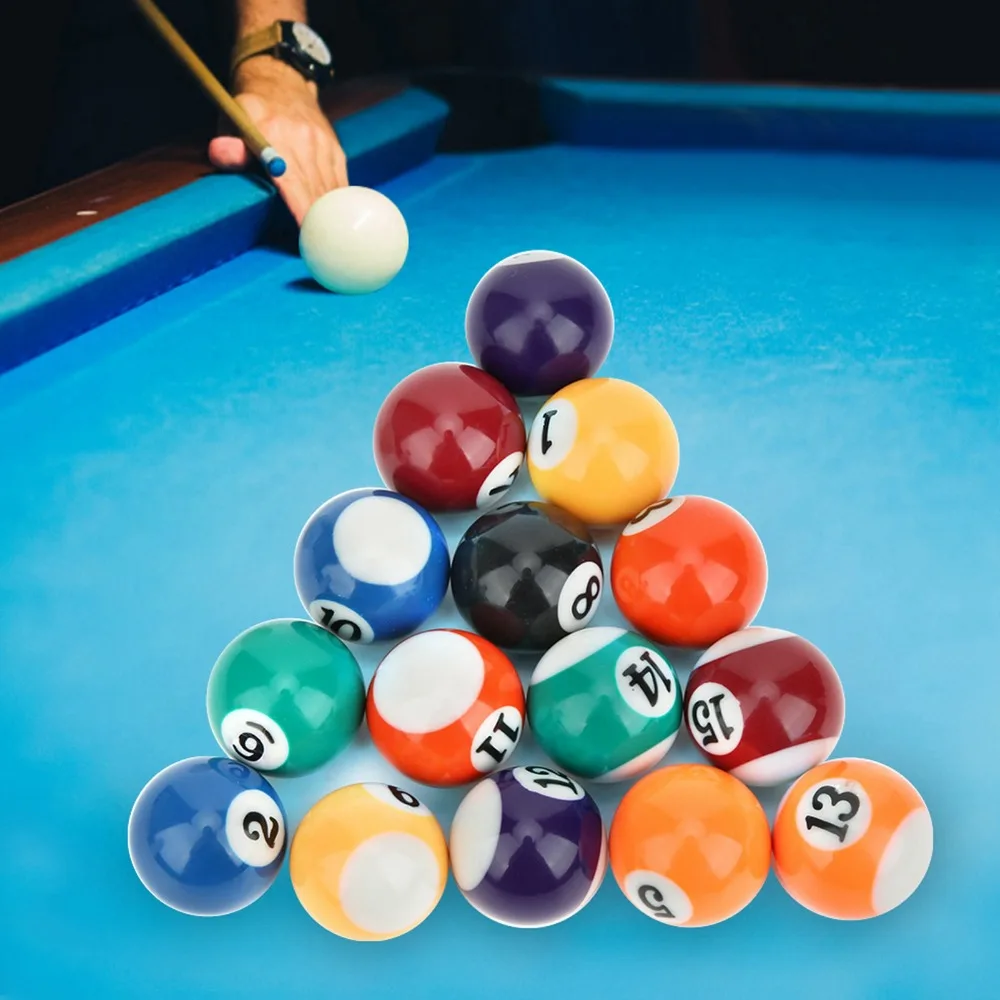 Portable Resin Billiard Balls Numbered Color Coded Billiard Ball Set Glossy Standard Mini Billiard Balls Set Game Room