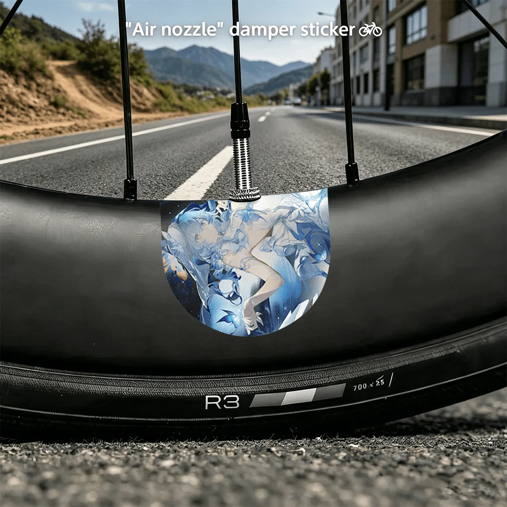 8Pcs Blue Anime Girl Spoke Stickers Waterproof For Bike Wheel Rim