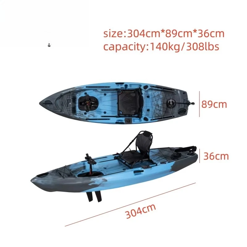 Factory 3M HDPE Fin Pedal Fishing Kayak Durable Kayak for Water Sports for One Person Use
