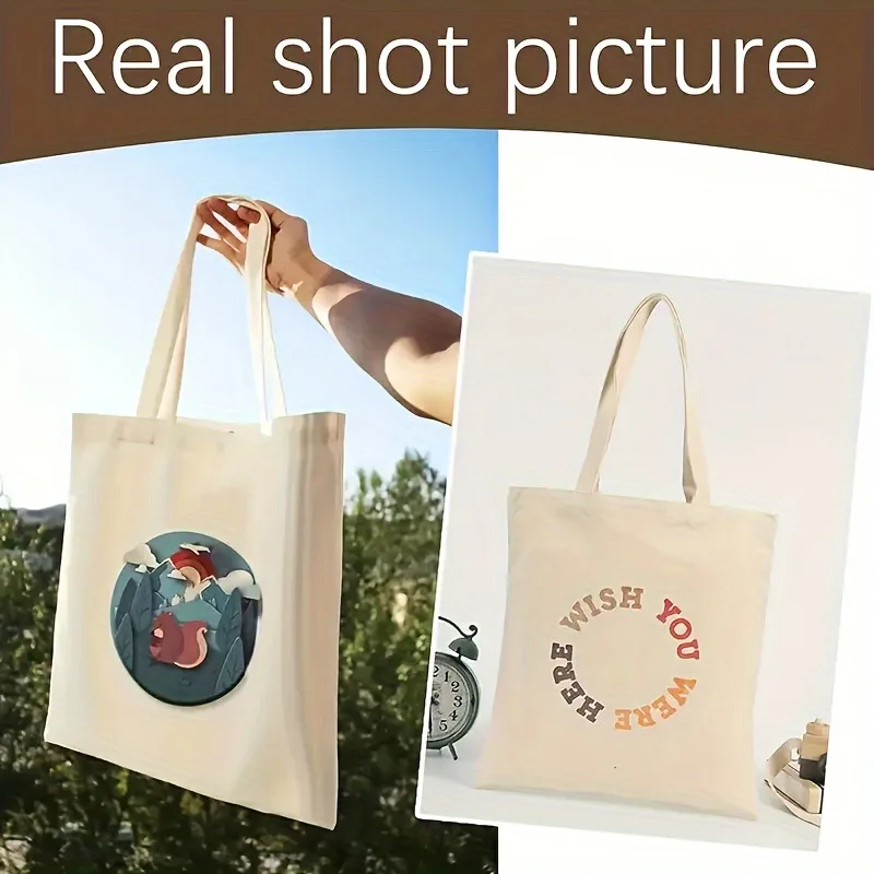 20-Pack Blank Canvas Tote Bags Lightweight Solid Heat Transfer Ready Unlined No-Closure for Crafts Decor Shopping Bags Wholesale