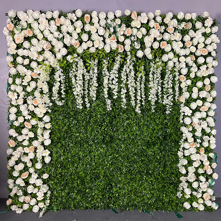 

Customized 3D Flower Wall Wedding Artificial Silk Flower Wall Panel Backdrop for Wedding Decoration