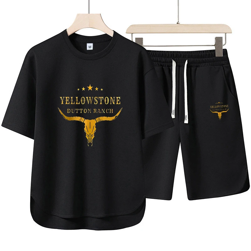 

New Summer Waffle Set: Korean-Style Casual T-Shirt & Shorts Two-Piece | Men's Printed Sportswear | Loose-Fit Athletic Ensemble