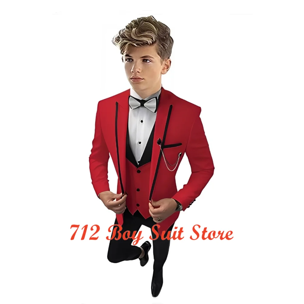 Suit for Boys Wedding Tuxedo Kids Formal Jacket Pants Vest 3 Piece Set Custom Outfit Classic Clothes For 2-16 Years Child