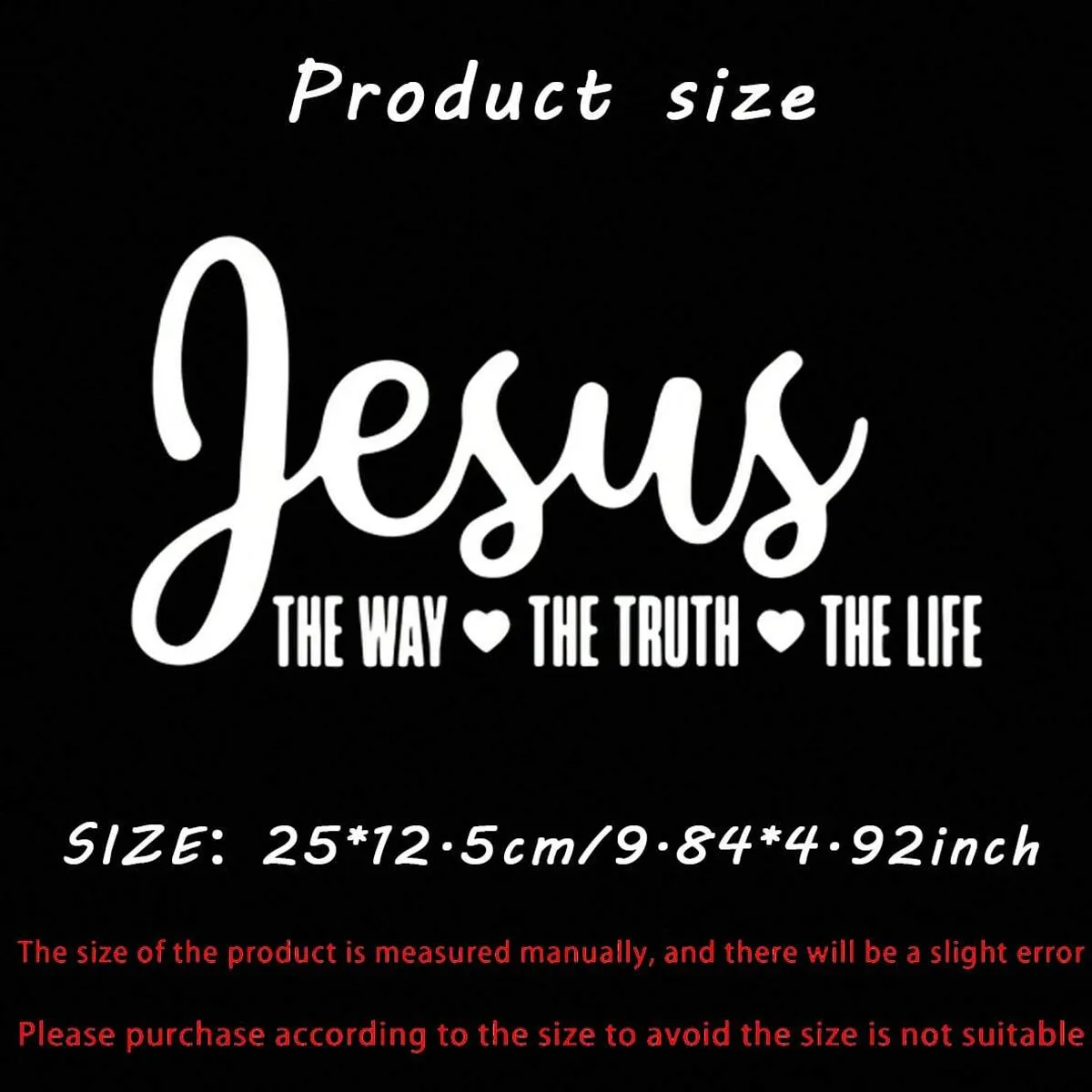 Jesus Way Truth Life Christian Waterproof Vinyl Sticker Religious Decal For Car Truck SUV Bumper Window Exterior Decor