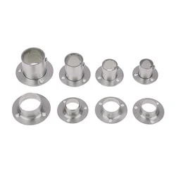 1Pc Stainless Steel Pipe Bracket 19-32mm Dia Tube Support Flange Seat for Wardrobe Hanging Rail Rod Pole Socket End Holder