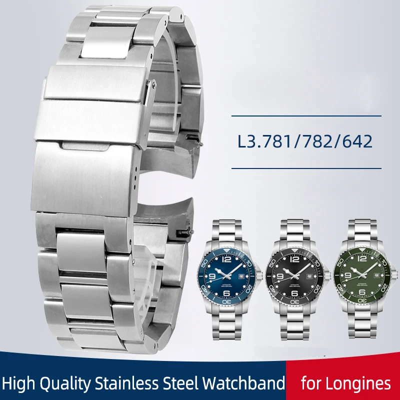 22mm High Quality Stainless Steel Watchband for Longines Conquest HydroConquest L3.841 Series Men\'s Watch Accessories