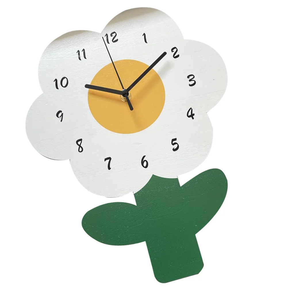 

Flower Shaped Wooden Wall Silent Non-Ticking Operated Mute Desk Clock For Bedroom Living Room Kids Dorm Decorative