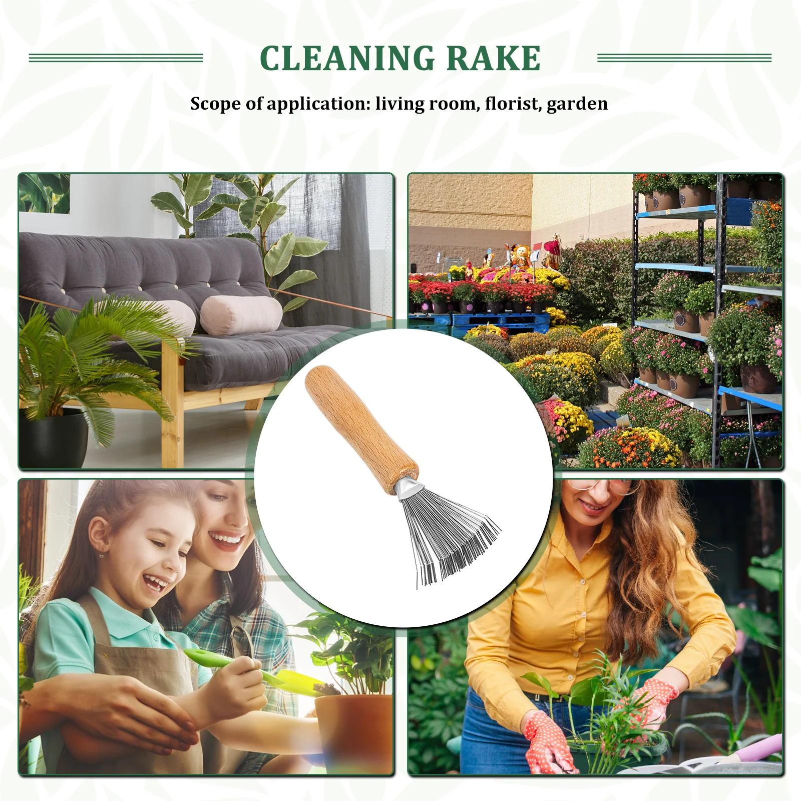 

Stainless Steel Rake for Flower Cleaner Tool Simple Ergonomic Design Cleaning Rake Home Office Floral Arrangement