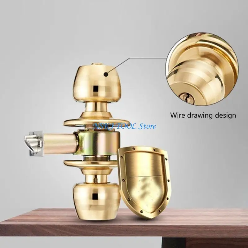 L8RC Adjustable Latches Entry Door Knob polishes  Brass Door Lock for Main Entrances