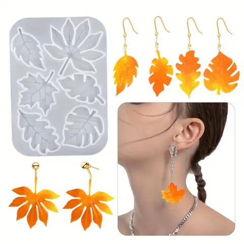Maple Leaf Earring Resin Silicone Mold, Which Can Be Used for Resin Production, Jewelry Earring Pendants, Schoolbag Pendants, Home Decorations, Suitable for Festival Souvenirs And Graduation Gifts