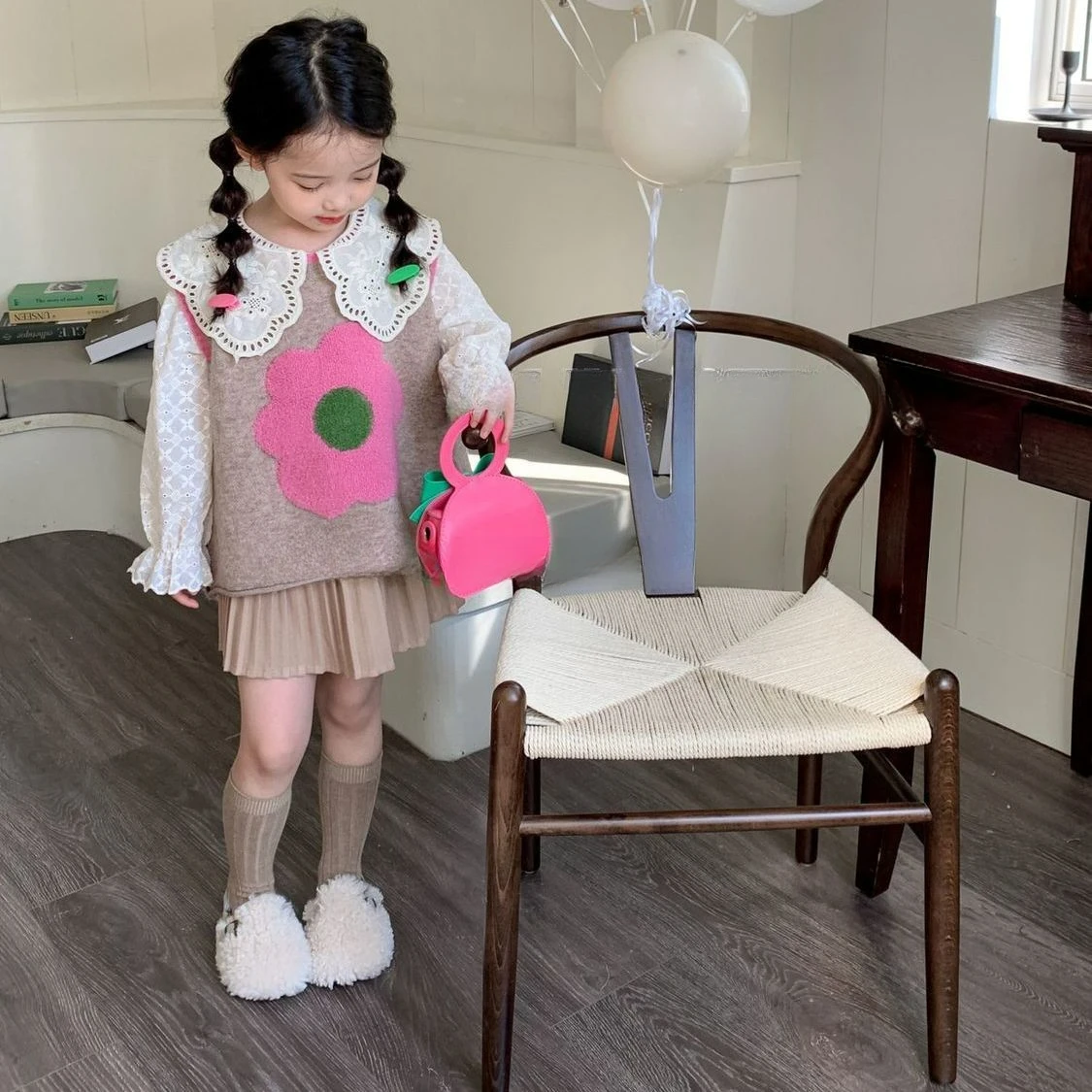 Girls\' Autumn Sweater Vest 2024 New Knitted Vest Children\'s Wear Baby Spring and Autumn Style Girls\' Trendy Outfit