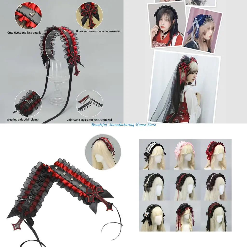 e56a-ガールハロウィンダークヘアバンドハロウィーンゴシック写真スタジオ写真小道具