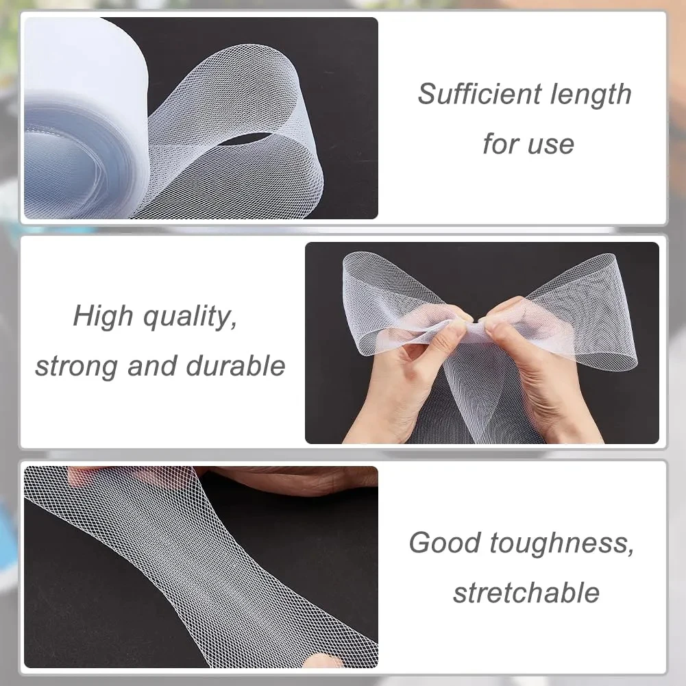 Stiff Polyester Horsehair Braid 50Yards Dress Shaping Boning Trim Sewing Supplies for Wedding Gown Dance Skirt Formal Dress view 4