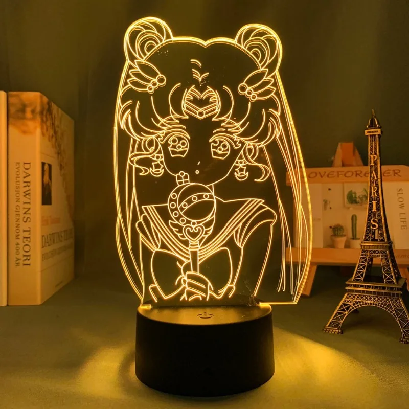 Kawaii Sailor Moon Cartoon Room Decoration Bedroom LED Night Light Princess Style Two-dimensional Anime Table Lamp Birthday Gift view 6
