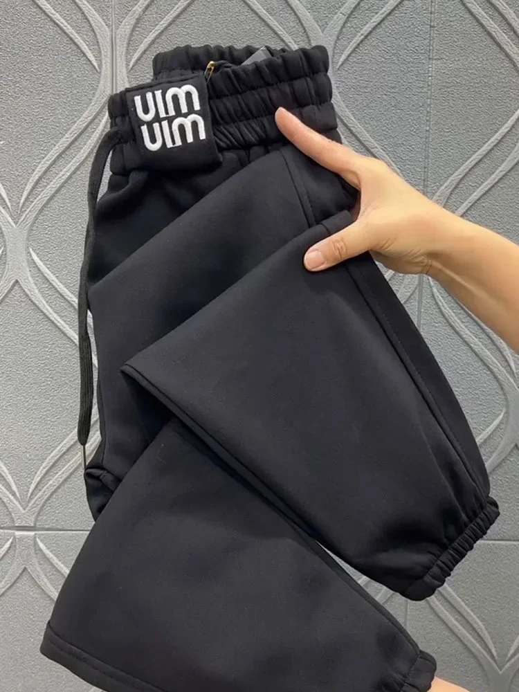 Pants Summer Women 2024 Korean Vintage Wide Leg Letter Elastic High Waist Sweat Pants Streetwear Sweatpants
