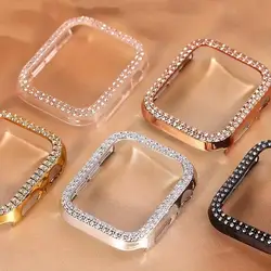 Cover For Apple watch Case 45mm 41mm 44mm 40mm 38mm 42mm Diamond Tempered Glass Screen Protector iWatch series 9 7 SE 6 8 5 4 3