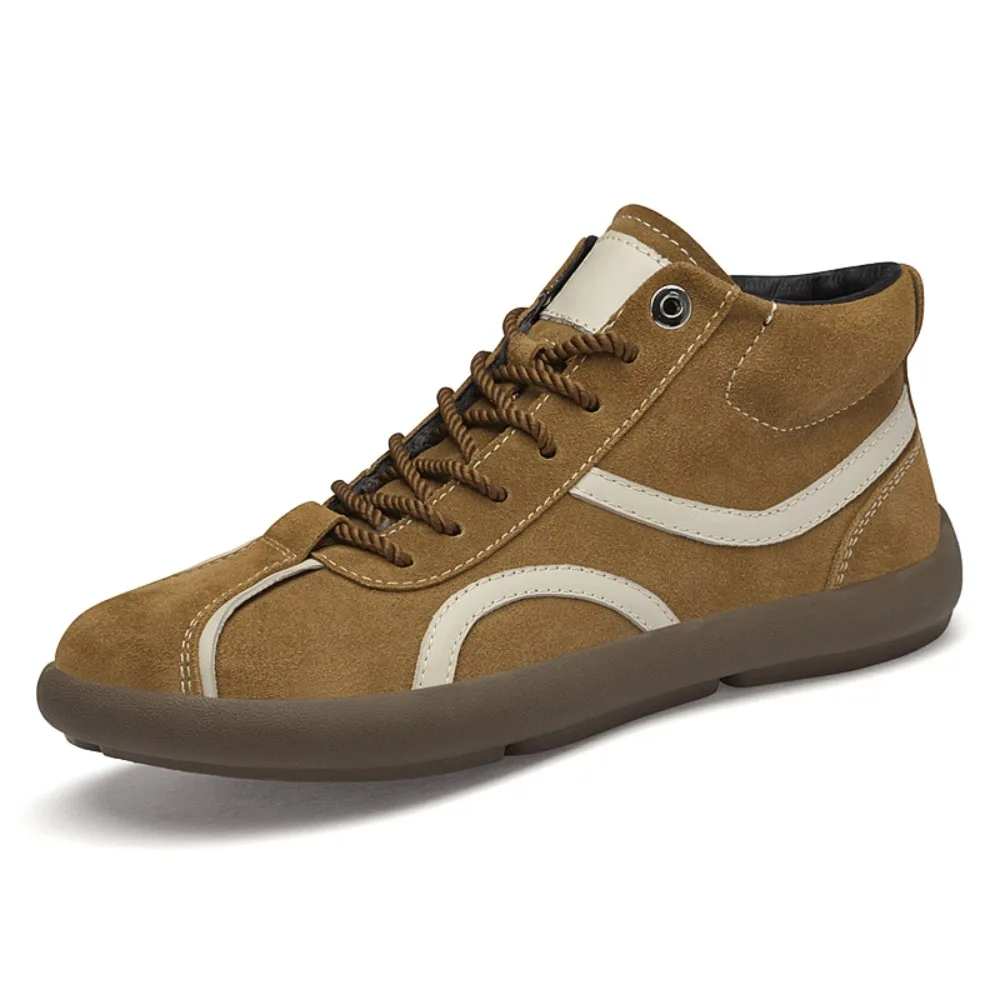 Wear-Resistant Retro British Leather Shoes Wide headed barefoot Genuine Leather High-Top Men's Boots Business Casual Sneakers