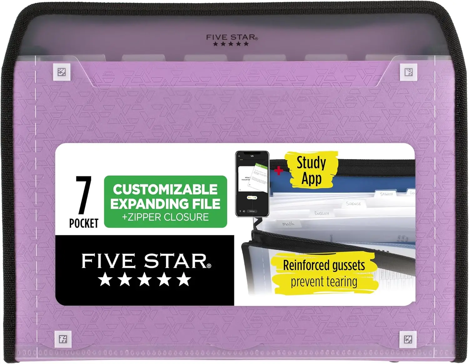 

7-Pocket Expanding File Organizer with Zipper, Holds Letter Size Paper, Amethyst Purple