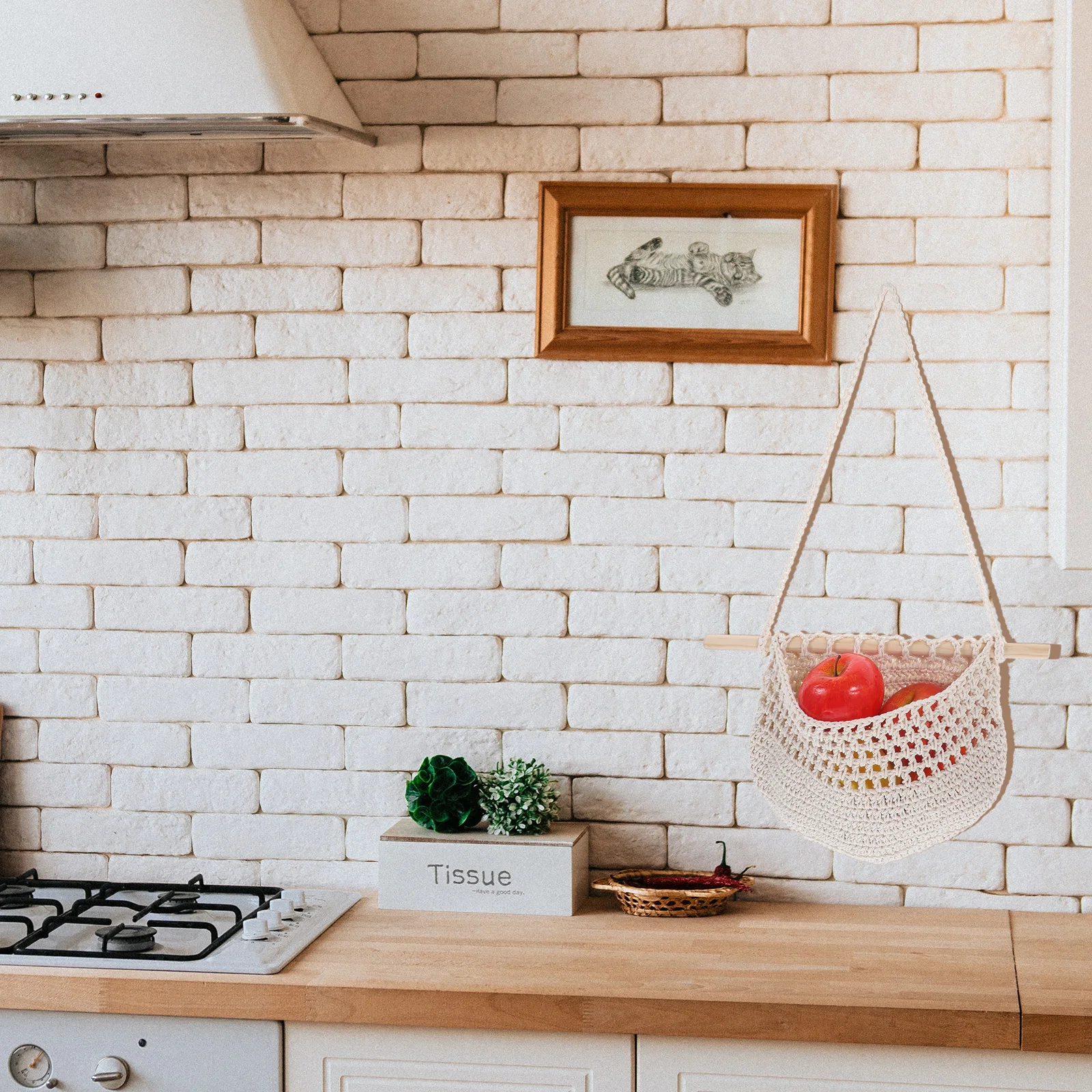 

Подвесная корзина с фруктами, настенные корзины для овощей для кухни, дома, ресторана, кафе, тканое хранилище в стиле бохо, материал премиум-класса